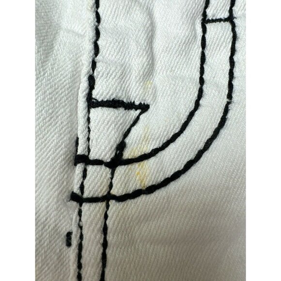 Rock Revival Jean Shorts "Rodd" White Splash Leather Inserts Shorts 40 90’s - Picture 10 of 12